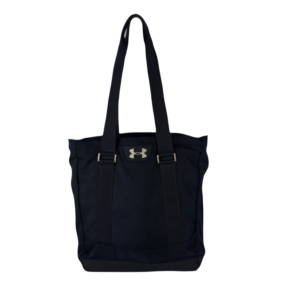 UNDER ARMOUR tote laptop shoulder bag black w pink interior gym work 15x12x6.5”